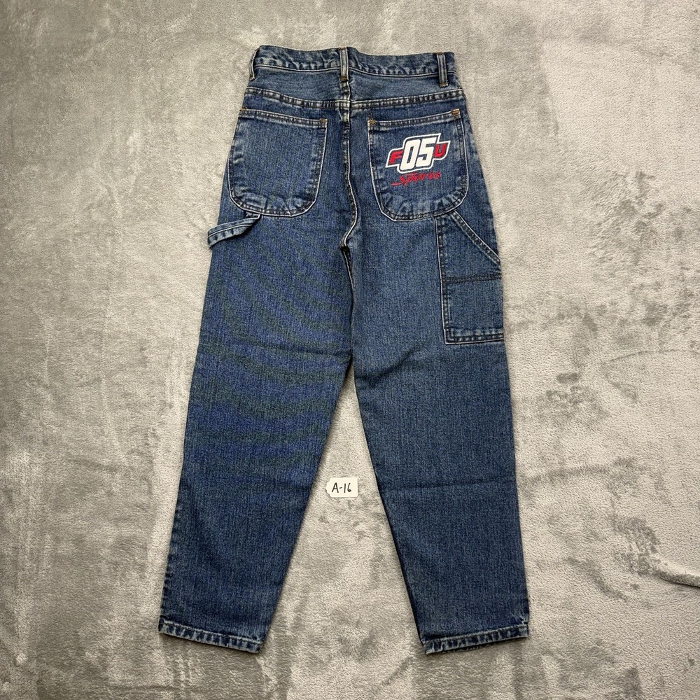 Vintage FUBU Youth Kids Hip-hop Baggy Washed Jeans Size 12 Y2k